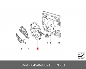Вентилятор, охлаждение двигателя 64 54 6 988 915 BMW
