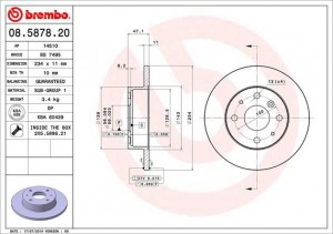 Тормозной диск 08.5878.20 BREMBO