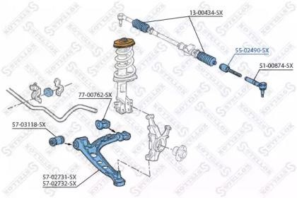 Тяга рулевая 55-02490-SX STELLOX