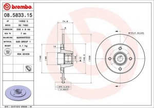 Тормозной диск 08.5833.15 BREMBO