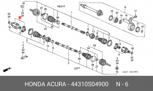 Шарнирный комплект, приводной вал 44310S04900 HONDA