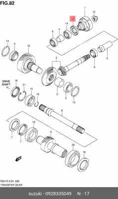 Уплотняющее кольцо, дифференциал 0928335049 SUZUKI