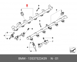 Распределительный трубопровод, топливо 13 53 7 523 439 BMW