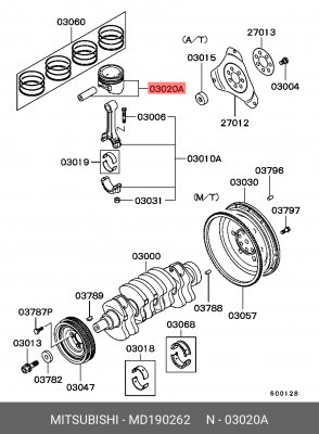 Поршень ДВС с шатуном MD190262 MITSUBISHI