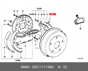 Комплект тормозных башмаков, барабанные тормоза 34211111484 BMW