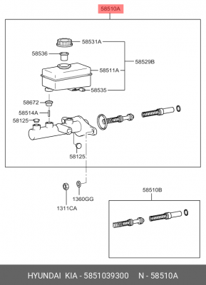 Главный тормозной цилиндр 5851039300 HYUNDAI KIA