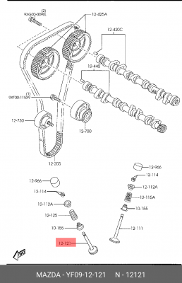 Клапан выпускной YF0912121 MAZDA