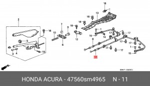 Трос, стояночная тормозная система 47560SM4965 HONDA