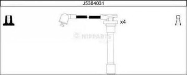 Ккомплект проводов зажигания J5384031 H B JAKOPARTS NIPPARTS