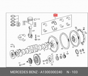 Вкладыши коренные коленвала A1300300240 MERCEDES BENZ