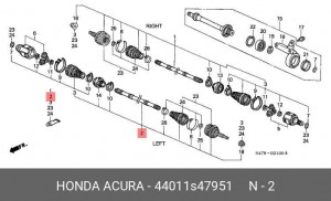 Шарнирный комплект, приводной вал 44011S47951 HONDA