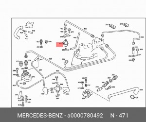 Амортизатор пульсации, система питания A 000 078 04 92 MERCEDES BENZ