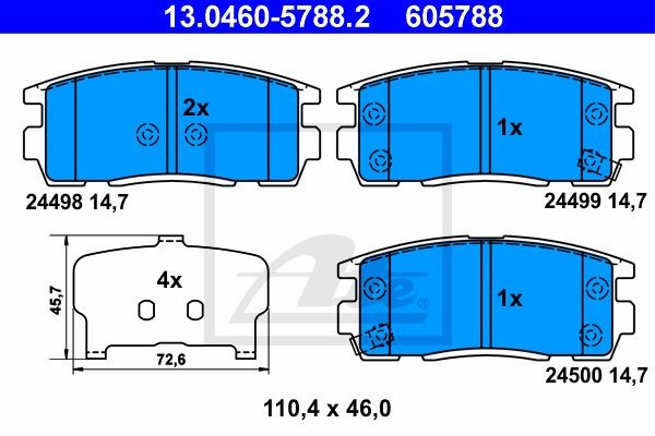 Колодки тормозные дисковые 13.0460-5788.2 ATE