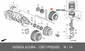 Шкив коленвала 13811P00U00 HONDA
