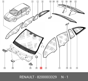 Стекло ветровое 8200003329 RENAULT