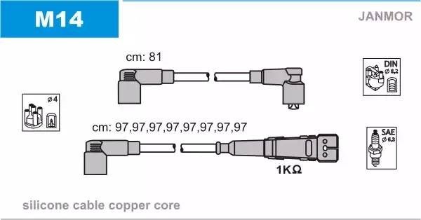 Ккомплект проводов зажигания M14 JANMOR