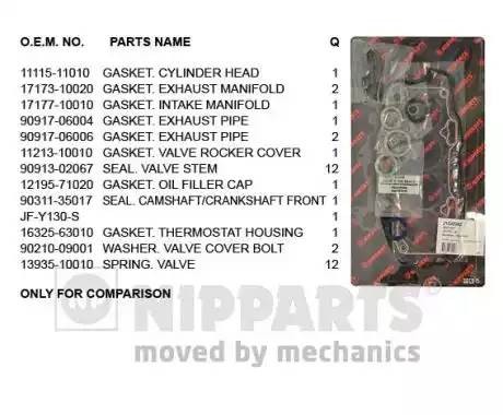 Комплект прокладок, головка цилиндра J1242092 H B JAKOPARTS NIPPARTS
