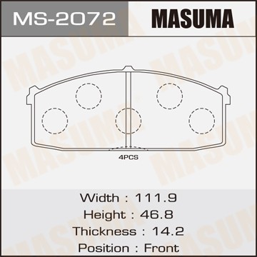 Колодки тормозные дисковые MS2072 MASUMA
