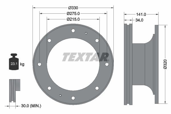 Тормозной диск 93127400 TEXTAR