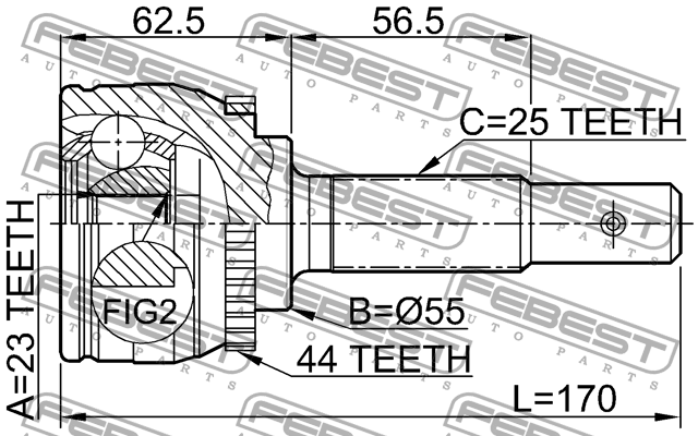 ШРУС 0210-QG18DEA44 FEBEST