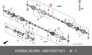 Вал привода колеса в сборе с ШРУСами 44010SV1951 HONDA
