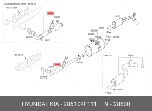 Выпускной трубопровод 286104F111 HYUNDAI KIA