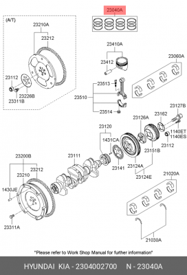 Кольца поршневые 2304002700 HYUNDAI KIA
