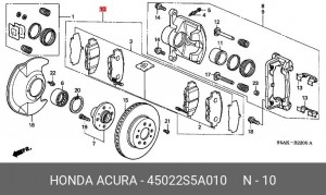 Комплект тормозных колодок, диско 45022-S5A-010 HONDA