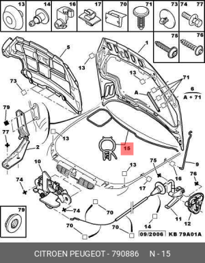 Уплотнитель капота 7908 86 CITROEN PEUGEOT