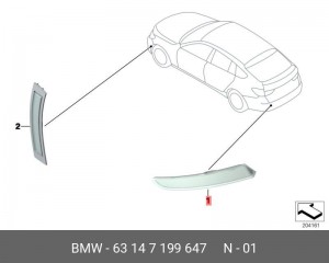 Светоотражатель - катафот 63 14 7 199 647 BMW