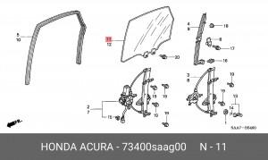 Стекло двери 73400SAAG00 HONDA