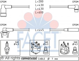 Ккомплект проводов зажигания 4.8415 FACET