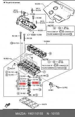 Уплотнительное кольцо, стержень кла Y40110155 MAZDA