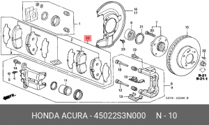 Комплект тормозных колодок, диско 45022S3N000 HONDA