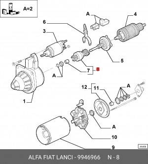 Привод с механизмом свободного хода, стартер 9946966 ALFA FIAT LANCIA
