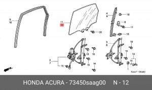 Стекло двери 73450SAAG00 HONDA