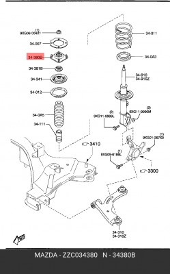 Опора амортизатора подвески ZZC0-34-380 MAZDA