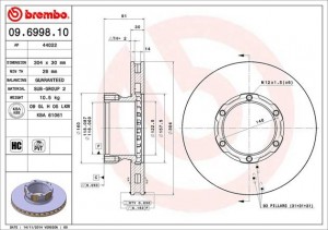 Тормозной диск 09.6998.10 BREMBO