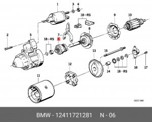 Привод с механизмом свободного хода, стартер 12 41 1 721 281 BMW
