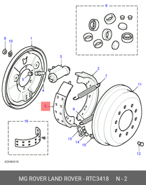 Комплект тормозных колодок RTC3418 MG ROVER LAND ROVER