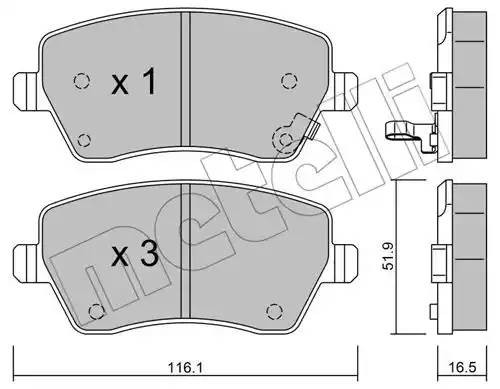 Комплект тормозных колодок, диско 2204851 METELLI