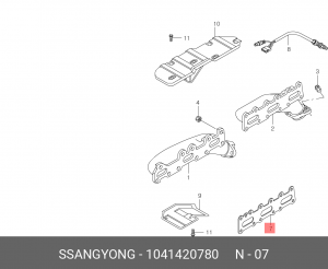 Прокладка, выпускной коллектор 1041420780 SSANG YONG