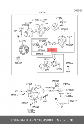 Мост диодный генератора 3738042000 HYUNDAI KIA