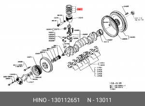Кольцо поршневое 130112651 HINO
