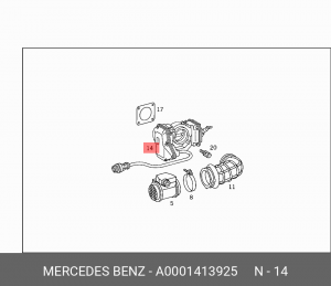 Патрубок дроссельной заслонки A 000 141 39 25 MERCEDES BENZ