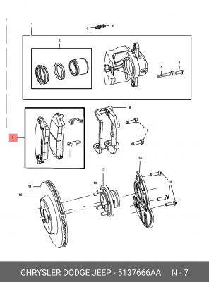 Комплект тормозных колодок, диско 5137 666AA CHRYSLER