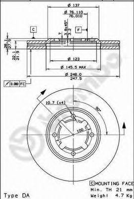 Тормозной диск 09.5668.10 BREMBO