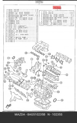 Комплект прокладок, головка цилиндра 8AG510235B MAZDA
