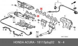 Прокладка, выпускной коллектор 18115PBYJ02 HONDA