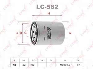 Фильтр масляный двигателя LC-562 LYNXAUTO